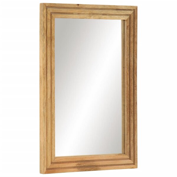 vidaXL Miroir de bain 50x70 cm bois massif de manguier brut et verre