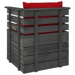 vidaXL Fauteuil de jardin avec coussins Bois de pin