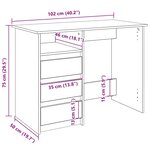 vidaXL Bureau chêne fumé 102x50x75 cm bois d'ingénierie