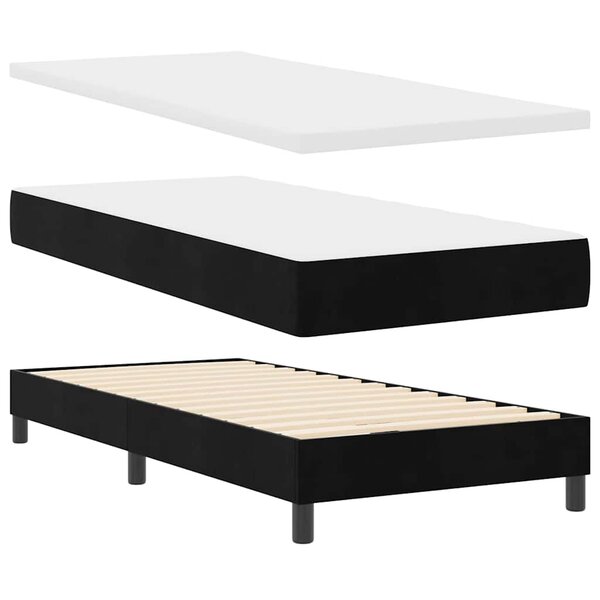 vidaXL Lit à ressorts avec matelas noir 100x200 cm en velours Noir