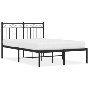 vidaXL Cadre de lit métal sans matelas avec tête de lit noir 120x190cm