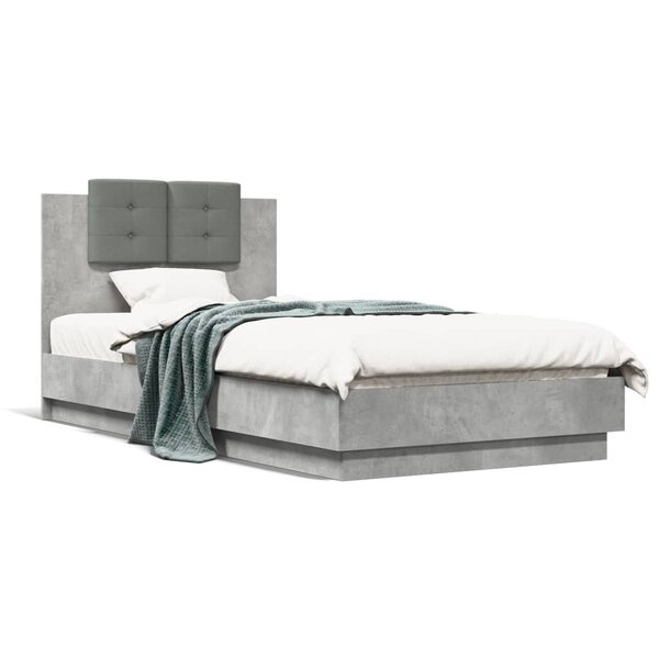 vidaXL Cadre de lit sans matelas gris béton 90x190 cm