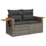 vidaXL Salon de jardin 5 Pièces avec coussins gris résine tressée