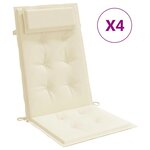 vidaXL Coussins de chaise à dossier haut lot de 4 crème tissu oxford