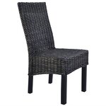 vidaXL Chaises à manger lot de 2 noir rotin kubu et bois d'acajou