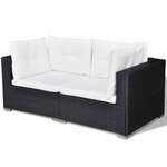 vidaXL Salon de jardin 6 Pièces avec coussins Résine tressée Noir