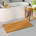 vidaXL Tapis de bain Uni Marron 100 x 53 cm bois