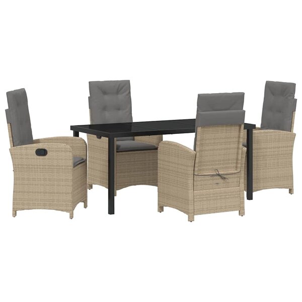 vidaXL Ensemble de salle à manger pour jardin 5 Pièces Beige polyrotin