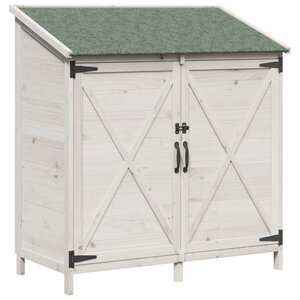 vidaXL Abri de jardin Blanc 106 x 56 x 113 5 cm Bois de Sapin Massif