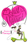 Carte FLUO Félicitations MARIAGE Just Married Scooter Avec Enveloppe 12x17,5cm