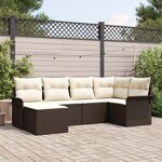 vidaXL Ensemble de Canapé de Jardin de 6 Pièces avec Coussins Marron en Rattan Synthétique