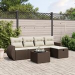 vidaXL Salon de jardin avec coussins 6 Pièces marron résine tressée