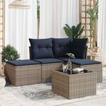 vidaXL Salon de jardin 5 Pièces avec coussins gris résine tressée