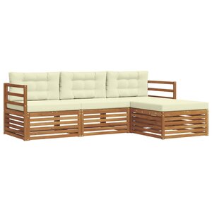 vidaXL Ensemble de canapés d'extérieur avec coussin Naturel et Crème