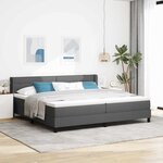 vidaXL Lit Box Spring avec matelas gris foncé  200 x 200 cm  en tissu