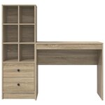 vidaXL Bureau avec tiroir avec étagère 2 Pièces Chêne Sonoma