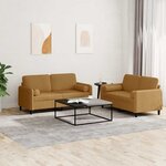 vidaXL Ensemble de canapés 2 Pièces avec coussins marron velours