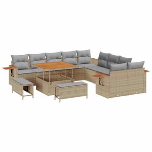 vidaXL Ensemble de canapé de jardin 17 Pièces Beige et Gris clair