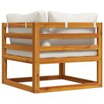 vidaXL Canapé d'angle sectionnel et coussin blanc crème Bois d'acacia