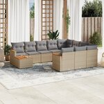 vidaXL Salon de jardin et coussins 11 Pièces mélange beige résine tressée