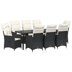 vidaXL Ensemble de salle à manger pour jardin 9 Pièces Noir polyrotin