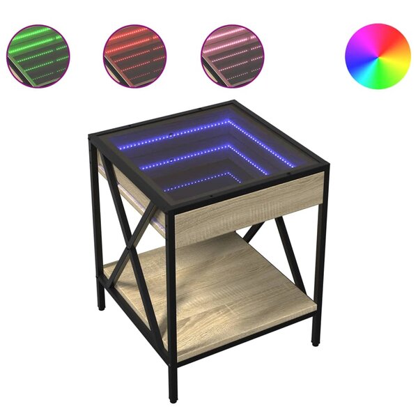 vidaXL Table basse avec LED Infinity chêne sonoma 40x40x49 cm