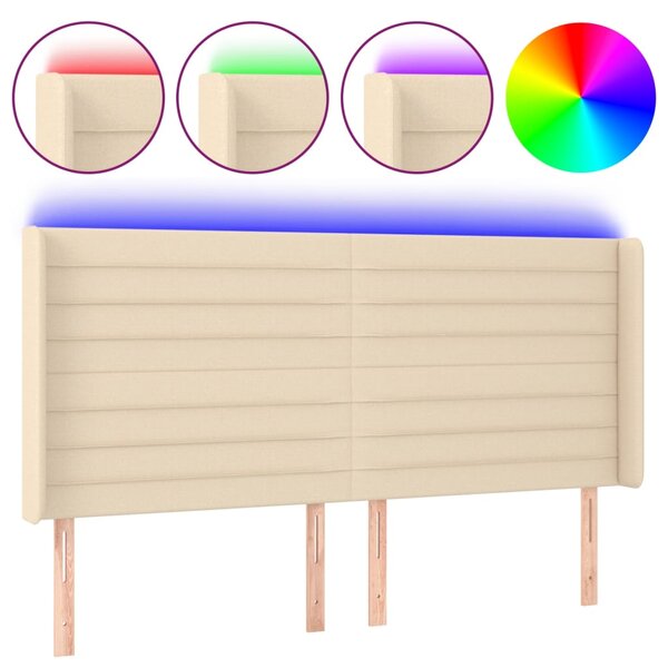 vidaXL Tête de lit à LED Crème 183x16x118/128 cm Tissu