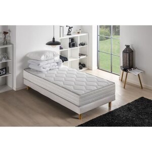 Matelas + Sommier 90 x 190 cm + Couette + Oreiller