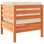vidaXL Salon de jardin 5 Pièces avec coussins cire marron bois pin massif