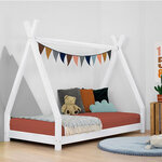 Lit Tipi enfant bois massif gris 120 x 200 cm