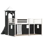 vidaXL Lit superposé sans matelas avec toboggan blanc noir 90x190 cm