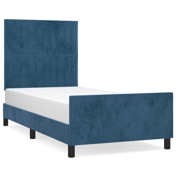 vidaXL Cadre de lit sans matelas bleu foncé 90x190 cm velours