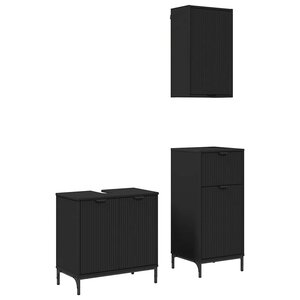 vidaXL Ensemble de mobilier de salle de bain avec tiroir 3 Pièces Noir