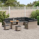 vidaXL Ensemble de canapé de jardin 12 Pièces Gris polyrotin