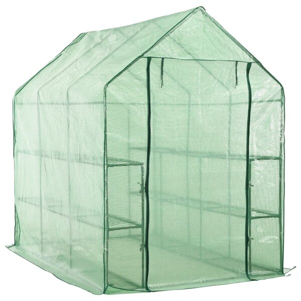 vidaXL Serre de plain-pied avec 12 étagères Acier 143x214x196 cm