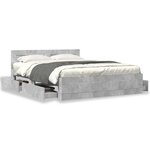 vidaXL Cadre de lit et tête de lit sans matelas gris béton 150x200 cm