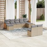 vidaXL Salon de jardin avec coussins 9 Pièces beige résine tressée