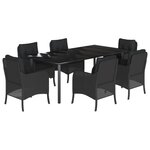 vidaXL Ensemble à manger de jardin coussins 7Pièces Noir Résine tressée