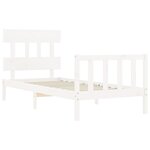 vidaXL Cadre de lit et tête de lit blanc 100x200 cm bois massif