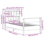 vidaXL Lit bibliothèque sans matelas 75x190 cm bois de pin massif