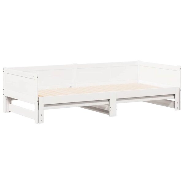 vidaXL Lit Pull-out de Jour Blanc 180 x 200 cm Bois massif en pin