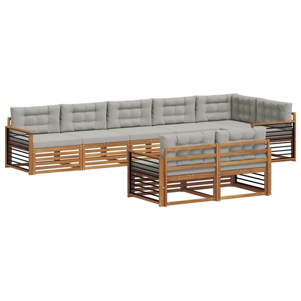 vidaXL Ensemble de canapés d'extérieur 8 Pièces Gris Naturel et Clair