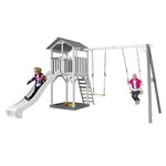 AXI Structure de jeu Beach Tower Blanc Gris avec 2 balancoires et toboggan Blanc