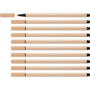 Stylo Feutre de Dessin Pen 68 Pointe 1mm Rose nude x 10 STABILO