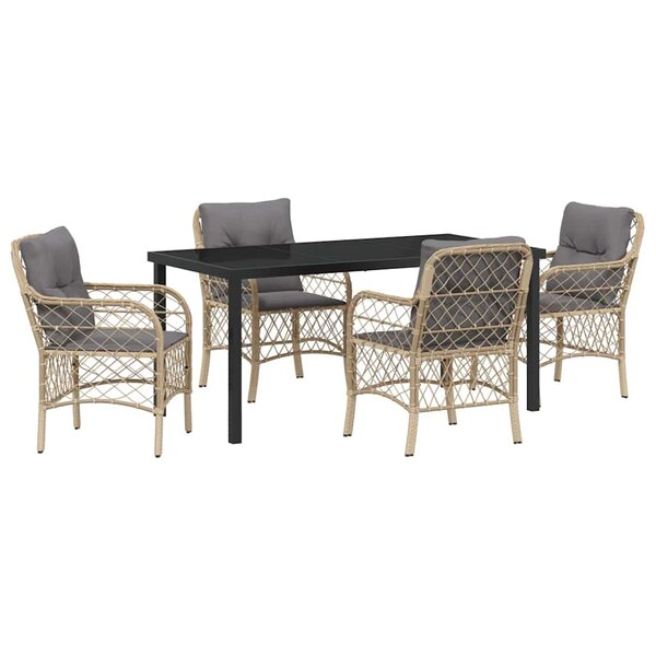 vidaXL Ensemble de salle à manger pour jardin 5 Pièces Beige polyrotin