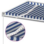 vidaXL Auvent automatique capteur de vent et LED 5x3 5 m Bleu et blanc