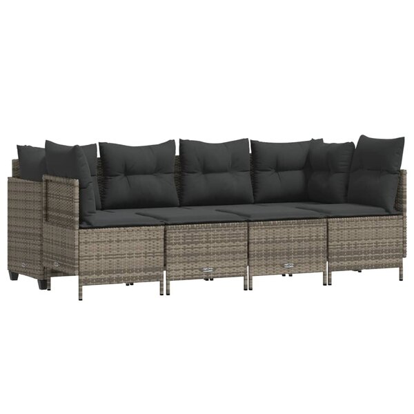 vidaXL Salon de jardin 5 Pièces avec coussins gris résine tressée
