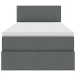 vidaXL Lit de rangement LED avec matelas Gris foncé 90 x 190 cm Tissu