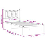 vidaXL Cadre de lit métal sans matelas avec tête de lit noir 80x200 cm