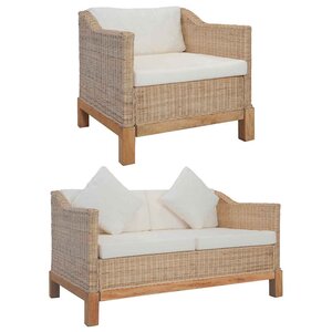 vidaXL Ensemble de canapés 2 Pièces avec coussins Rotin naturel